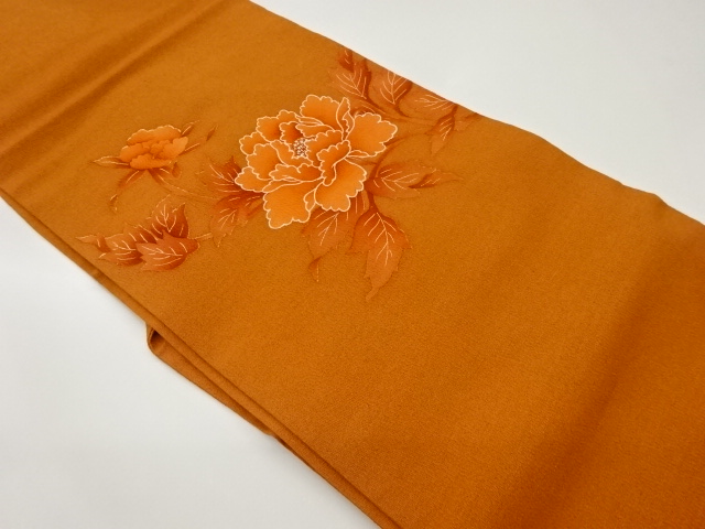 JAPANESE NAGOYA OBI / CHIRIMEN / PEONY